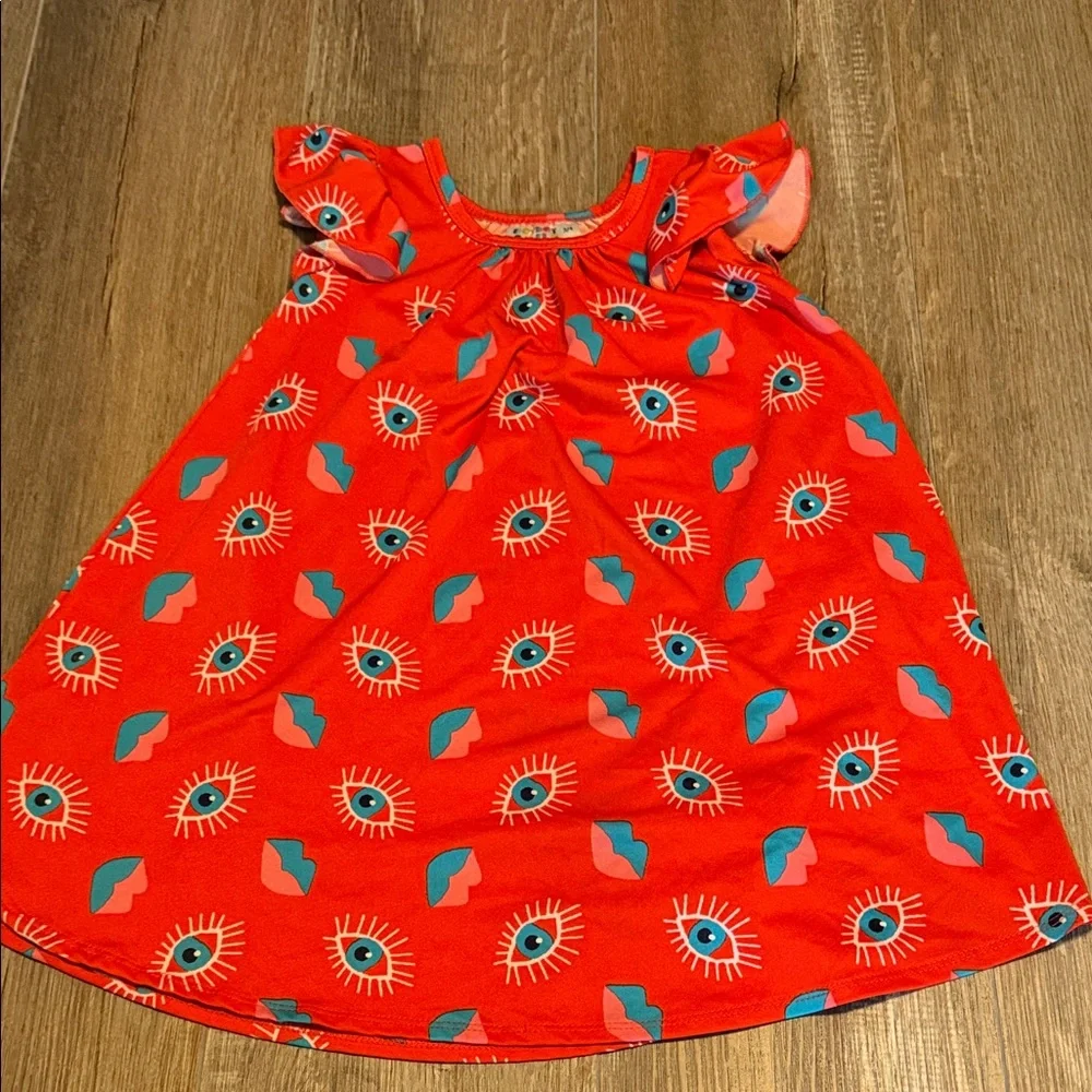 Dot Dot Smile Coral Red Graphic Dress